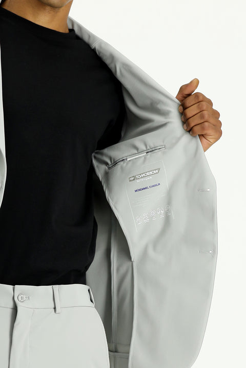 Açık Gri Techno-Line 7 Drop Super Slim Fit Eksra Dar Kesim Takım Elbise