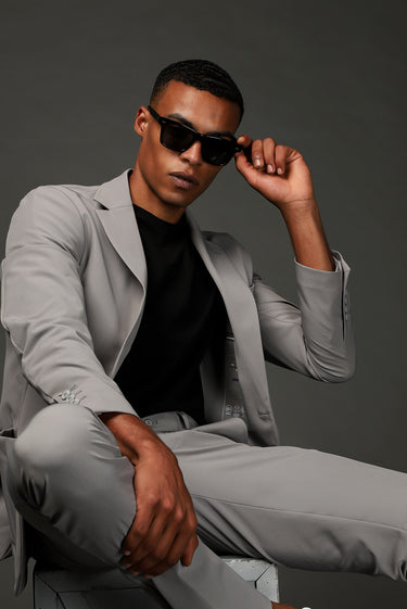 Açık Füme Techno-Line Super Slim Fit Ekstra Dar Kesim Klasik Takım Elbise