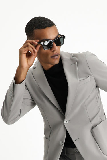 Açık Füme Techno-Line Super Slim Fit Ekstra Dar Kesim Klasik Takım Elbise