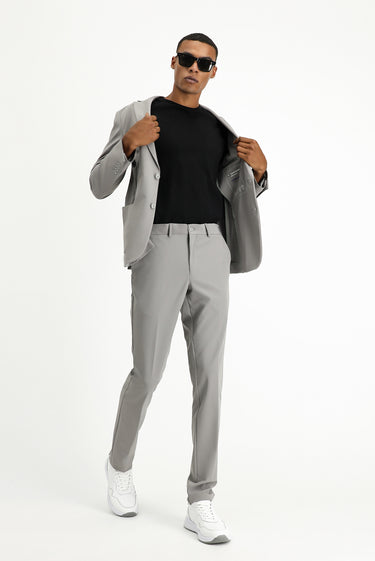 Açık Füme Techno-Line Super Slim Fit Ekstra Dar Kesim Klasik Takım Elbise