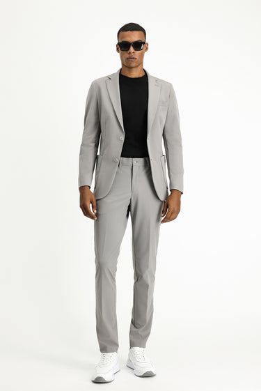 Açık Füme Techno-Line Super Slim Fit Ekstra Dar Kesim Klasik Takım Elbise