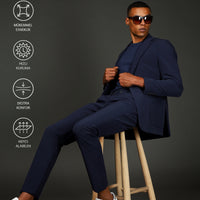 Orta Lacivert Techno-Line Super Slim Fit Ekstra Dar Kesim Klasik Takım Elbise