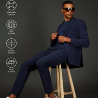Orta Lacivert Techno-Line 7 Drop Super Slim Fit Eksra Dar Kesim Takım Elbise