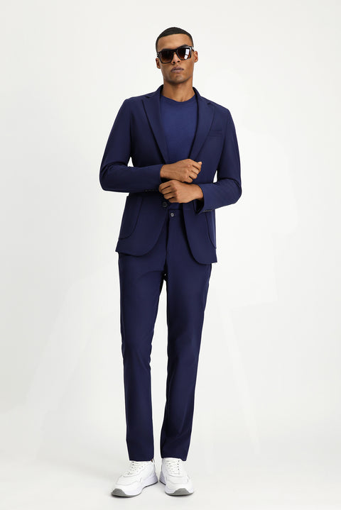 Orta Lacivert Techno-Line 7 Drop Super Slim Fit Eksra Dar Kesim Takım Elbise