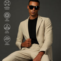 Orta Bej Techno-Line 7 Drop Super Slim Fit Eksra Dar Kesim Takım Elbise