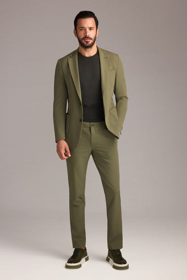 Orta Haki Techno-Line Super Slim Fit Ekstra Dar Kesim Klasik Takım Elbise