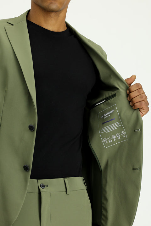 Orta Haki Techno-Line 7 Drop Super Slim Fit Eksra Dar Kesim Takım Elbise