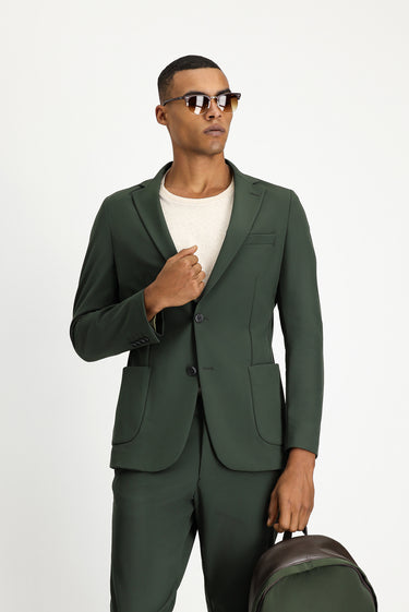 Koyu Yeşil Techno-Line Super Slim Fit Ekstra Dar Kesim Klasik Takım Elbise