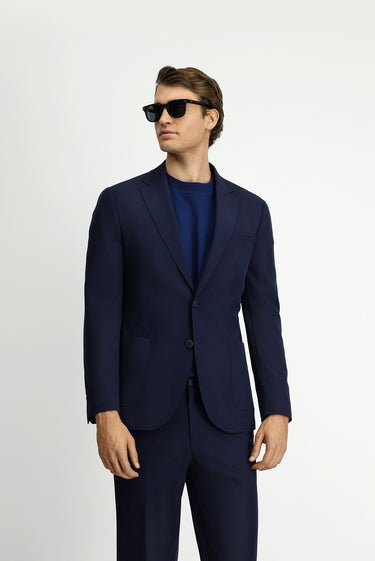 Koyu Lacivert Techno-Line Slim Fit Dar Kesim Likralı Takım Elbise