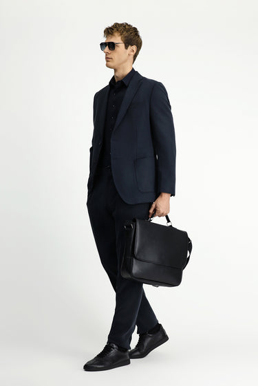 Siyah Regular Fit Beli Lastikli Modal Karışımlı Takım Elbise