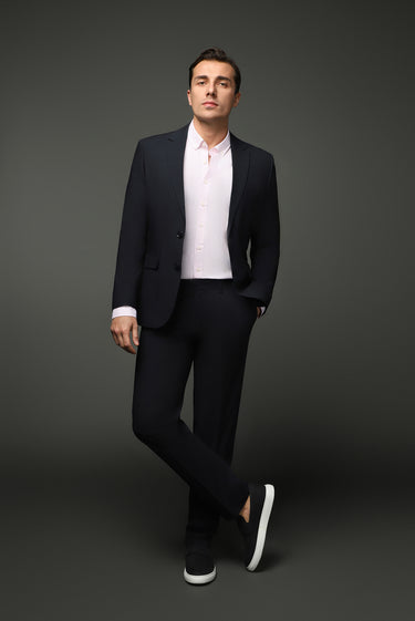 Koyu Lacivert Slim Fit Dar Kesim Klasik Takım Elbise