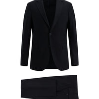 Siyah Lacivert Slim Fit Dar Kesim Yünlü Klasik Takım Elbise