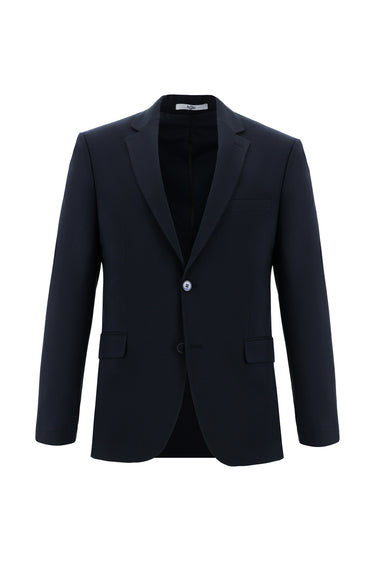 Siyah Lacivert Slim Fit Dar Kesim Yünlü Klasik Takım Elbise