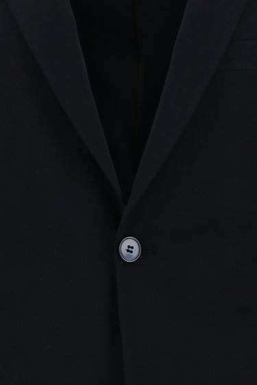 Siyah Lacivert Slim Fit Dar Kesim Yünlü Klasik Takım Elbise