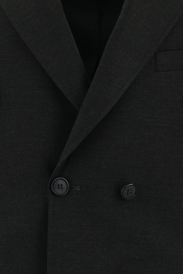 Koyu Füme Slim Fit Dar Kesim Yünlü Kruvaze Takım Elbise