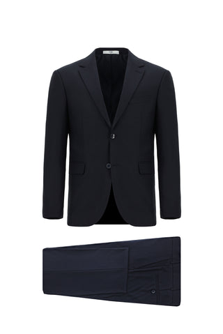 Koyu Lacivert 7 Drop Slim Fit Dar Kesim Yünlü Takım Elbise