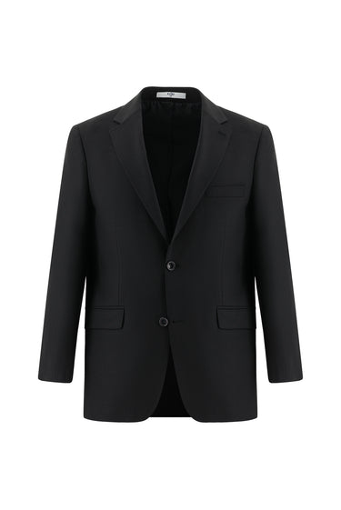 Siyah Relaxed Fit Rahat Kesim Yünlü Klasik Takım Elbise