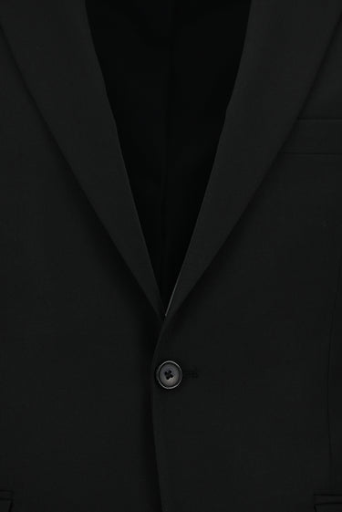 Siyah Slim Fit Dar Kesim Yünlü Klasik Takım Elbise