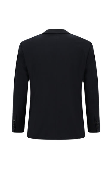 Koyu Lacivert Slim Fit Dar Kesim Yünlü Klasik Takım Elbise