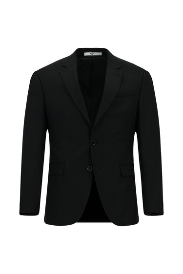 Siyah Regular Fit Yünlü Klasik Takım Elbise