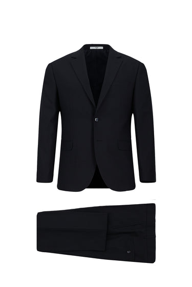 Koyu Lacivert Slim Fit Dar Kesim Yünlü Klasik Takım Elbise