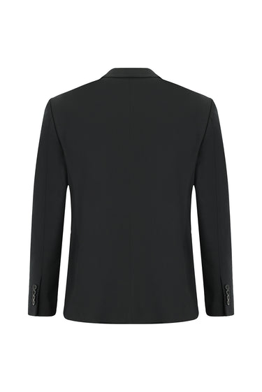 Siyah Slim Fit Dar Kesim Yünlü Klasik Takım Elbise