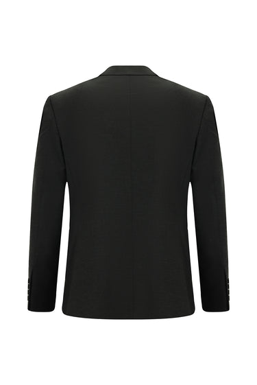 Koyu Füme Slim Fit Dar Kesim Yünlü Klasik Takım Elbise