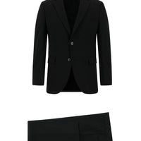 Siyah Slim Fit Dar Kesim Yünlü Klasik Takım Elbise