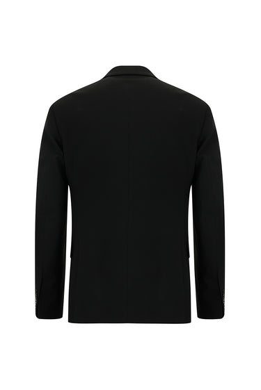 Siyah Slim Fit Dar Kesim Yünlü Klasik Takım Elbise