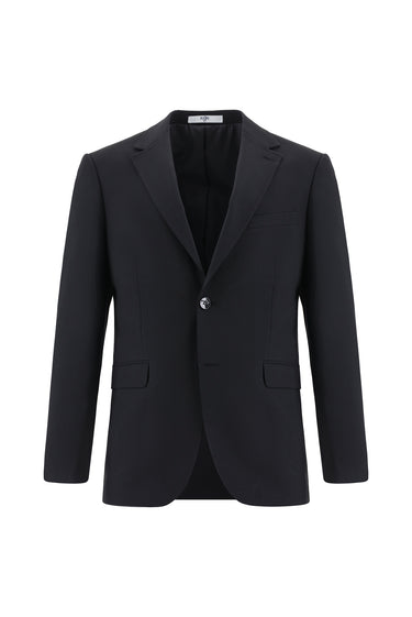 Siyah Slim Fit Dar Kesim Yünlü Klasik Takım Elbise