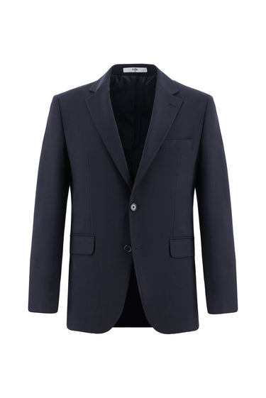 Koyu Lacivert Slim Fit Dar Kesim Yünlü Klasik Takım Elbise