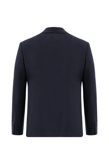 Koyu Lacivert Slim Fit Dar Kesim Yünlü Klasik Takım Elbise