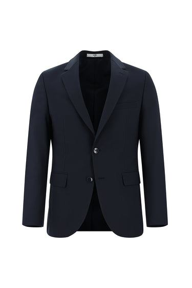 Koyu Lacivert Slim Fit Dar Kesim Yünlü Klasik Takım Elbise