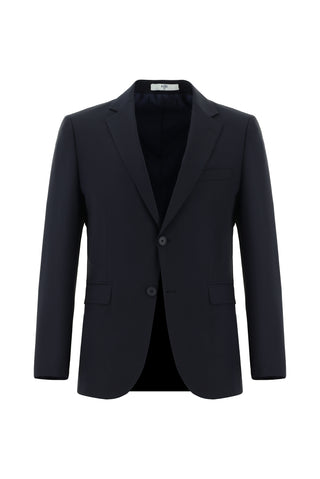 Koyu Lacivert 7 Drop Slim Fit Dar Kesim Yünlü Takım Elbise