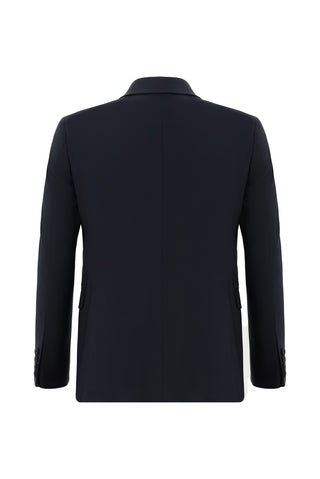 Koyu Lacivert 7 Drop Slim Fit Dar Kesim Yünlü Takım Elbise