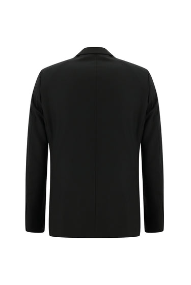 Siyah Slim Fit Dar Kesim Yünlü Klasik Takım Elbise