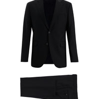 Koyu Lacivert Slim Fit Dar Kesim Yünlü Klasik Takım Elbise