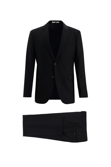 Koyu Lacivert Slim Fit Dar Kesim Yünlü Klasik Takım Elbise