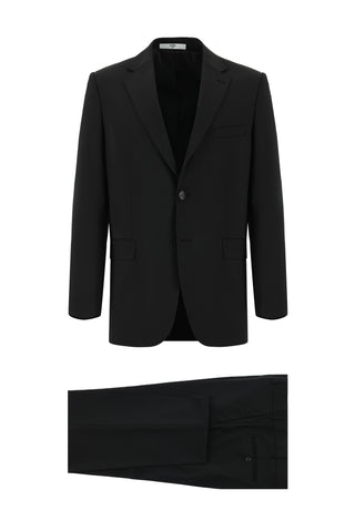 Siyah 4 Drop Relaxed Fit Rahat Kesim Yünlü Takım Elbise
