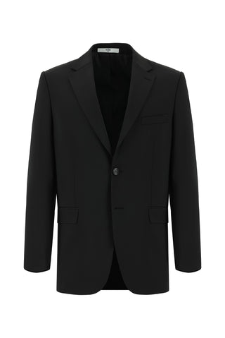 Siyah 4 Drop Relaxed Fit Rahat Kesim Yünlü Takım Elbise