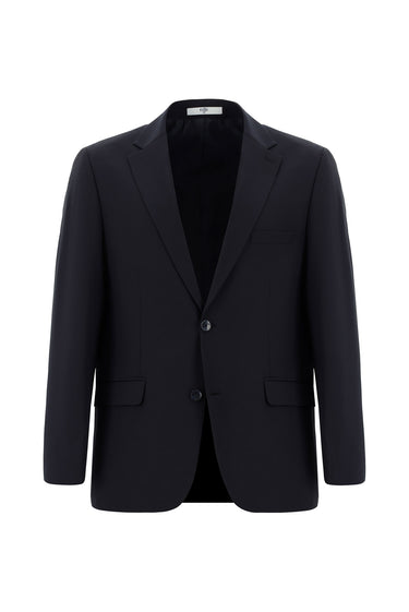 Koyu Lacivert Relaxed Fit Rahat Kesim Yünlü Klasik Takım Elbise