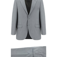 Açık Gri Super Slim Fit Ekstra Dar Kesim Yünlü Klasik Takım Elbise