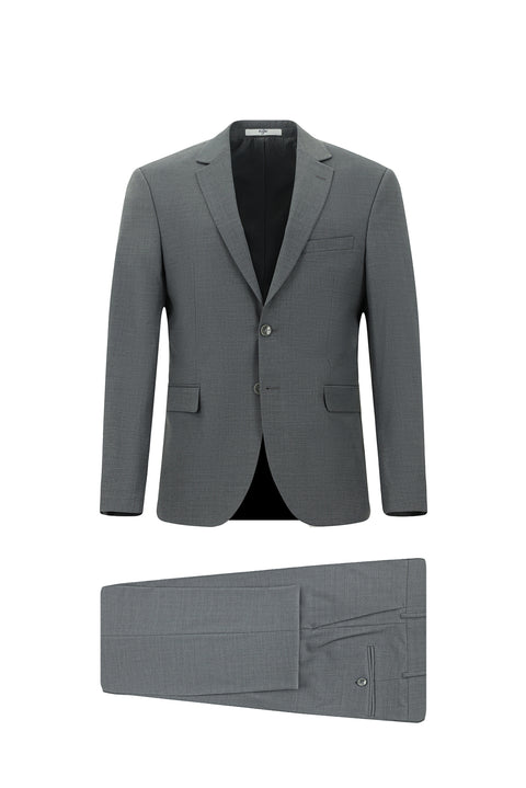 Light Gray 6-Drop Regular Fit Standard Cut Mono-Neck Wool Suit