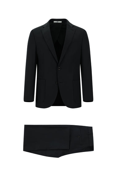 Siyah Slim Fit Dar Kesim Pamuklu Klasik Takım Elbise