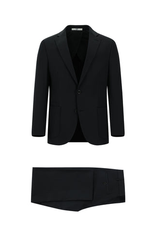 Siyah 7 Drop Slim Fit Dar Kesim Pamuklu Takım Elbise