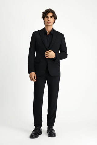 Siyah Techno-Line 7 Drop Super Slim Fit Eksra Dar Kesim Beli Lastikli İpli Çantalı Likralı Takım Elbise