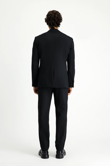 Siyah Techno-Line Super Slim Fit Ekstra Dar Kesim Beli Lastikli İpli Çantalı Likralı Takım Elbise