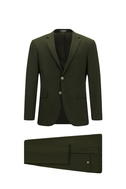 Medium Khaki Techno-Line 7 Drop Super Slim Fit Extra Narrow Cut Elastic Waist Drawstring Suit with Bag and Lycra Fabric