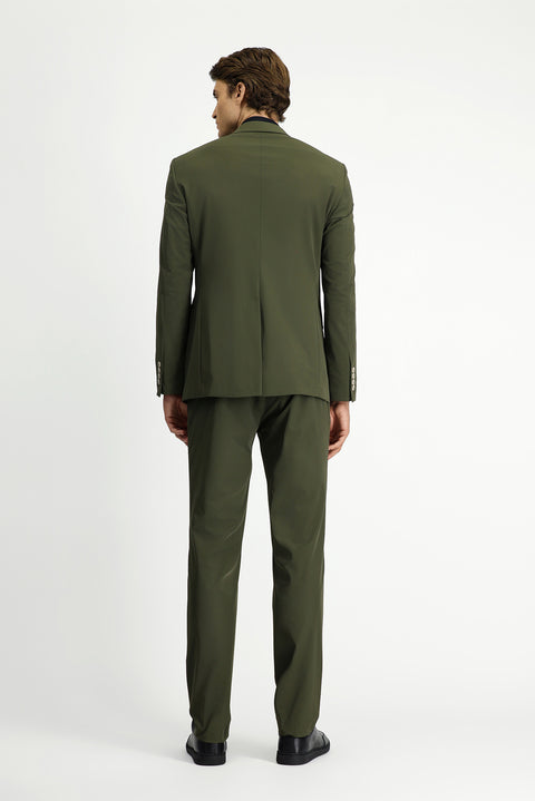 Medium Khaki Techno-Line 7 Drop Super Slim Fit Extra Narrow Cut Elastic Waist Drawstring Suit with Bag and Lycra Fabric