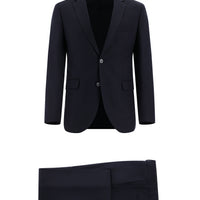 Koyu Lacivert 7 Drop Slim Fit Dar Kesim Keten Karışımlı Takım Elbise